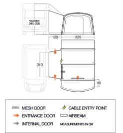 Vango Galli III Tall Air Drive Away Awning -Camping Specialty Shop vango 2020 awnings floorplan galli tall 1